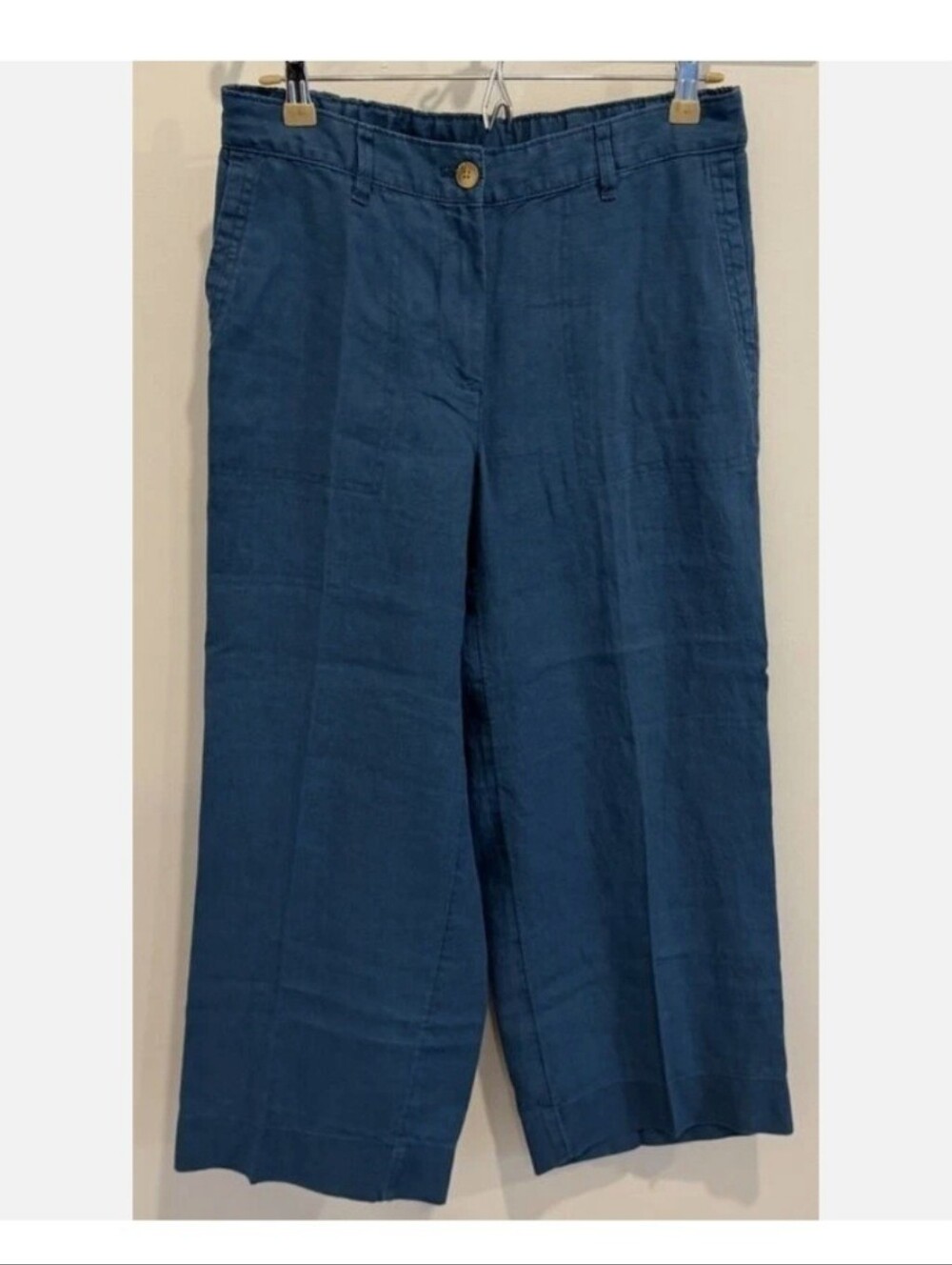 J.Jill Seaside Teal Blue Cropped Linen Pants PM